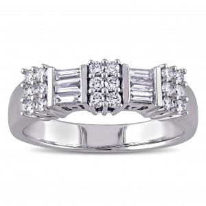 Signature Collection White Gold 1/2ct TDW Baguette-cut White Diamond Engagement Ring - Handcrafted By Name My Rings™