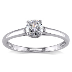 Signature Collection White Gold 1/2ct TDW Diamond Solitaire Engagement Ring - Handcrafted By Name My Rings™