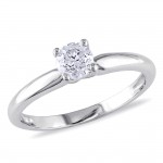 Signature Collection White Gold 1/2ct TDW Diamond Solitaire Ring - Handcrafted By Name My Rings™