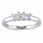 Signature Collection White Gold 1/2ct TDW Princess-Cut Diamond Three-Stone Engagement Ring - Handcrafted By Name My Rings™