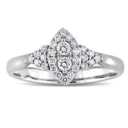 Signature Collection White Gold 1/3ct TDW Diamond Marquise-Cluster Engagement Ring - Handcrafted By Name My Rings™