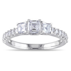 Signature Collection White Gold 1ct TDW Asscher Cut Diamond Ring - Handcrafted By Name My Rings™