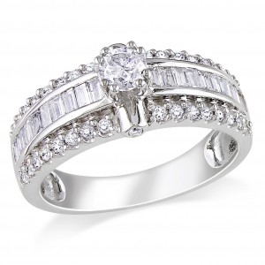 Signature Collection White Gold 1ct TDW Baguette Cut Diamond Ring - Handcrafted By Name My Rings™