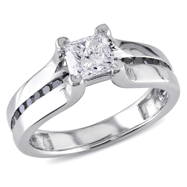 Signature Collection White Gold 1ct TDW Black and White Diamond Ring - Handcrafted By Name My Rings™