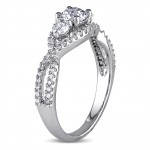 Signature Collection White Gold 1ct TDW Diamond 3-stone Split Shank Engagement Ring - Handcrafted By Name My Rings™