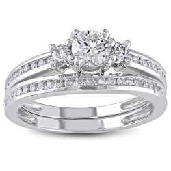 Signature Collection White Gold 1ct TDW Diamond Bridal Ring Set - Handcrafted By Name My Rings™