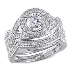 Signature Collection White Gold 1ct TDW Diamond Bridal Ring Set - Handcrafted By Name My Rings™