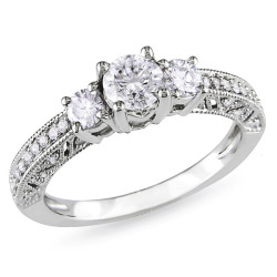 Signature Collection White Gold 1ct TDW Diamond Engagement Ring - Handcrafted By Name My Rings™