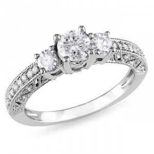 Signature Collection White Gold 1ct TDW Diamond Engagement Ring - Handcrafted By Name My Rings™