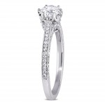 Signature Collection White Gold 1ct TDW Diamond Flower Engagement Ring - Handcrafted By Name My Rings™