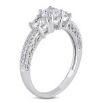 Signature Collection White Gold 1ct TDW Diamond Three Stone Ring - Handcrafted By Name My Rings™