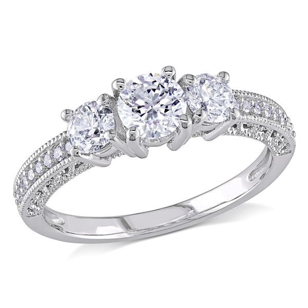 Signature Collection White Gold 1ct TDW Diamond Three Stone Ring - Handcrafted By Name My Rings™