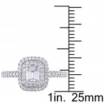Signature Collection White Gold 1ct TDW Emerald-cut Diamond Double Halo Engagement Ring - Handcrafted By Name My Rings™