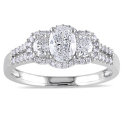 Signature Collection White Gold 1ct TDW IGL-certified Oval Diamond Ring - Handcrafted By Name My Rings™