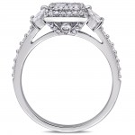 Signature Collection White Gold 1ct TDW Multi-Shaped Diamond Quad Center Engagement Ring - Handcrafted By Name My Rings™