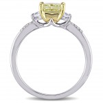 Signature Collection White Gold 1ct TDW Princess-Cut Yellow and White Diamond 3-Stone Engagement Ring - Handcrafted By Name My Rings™