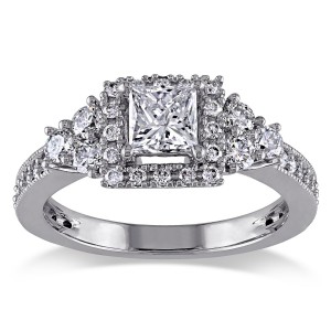 Signature Collection White Gold 1ct TDW Princess-cut Diamond Ring - Handcrafted By Name My Rings™