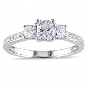 Signature Collection White Gold 1ct TDW Radiant-cut Diamond Ring - Handcrafted By Name My Rings™