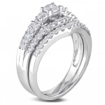Signature Collection White Gold 1ct TDW Round Diamond Wedding Ring Set - Handcrafted By Name My Rings™