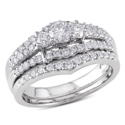 Signature Collection White Gold 1ct TDW Round Diamond Wedding Ring Set - Handcrafted By Name My Rings™