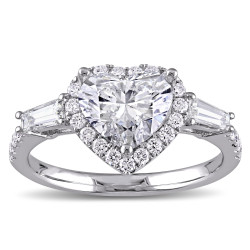 Signature Collection White Gold 2 1/4ct TDW Heart and Round-Cut Diamond Engagement Ring - Handcrafted By Name My Rings™