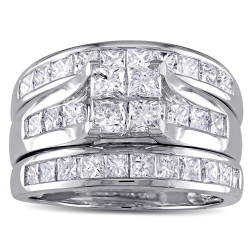Signature Collection White Gold 2 3/4ct TDW Princess-cut Diamond Channel-set Bridal Ring Set - Handcrafted By Name My Rings™