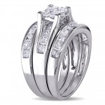 Signature Collection White Gold 2 3/4ct TDW Princess-cut Diamond Channel-set Bridal Ring Set  - Handcrafted By Name My Rings™