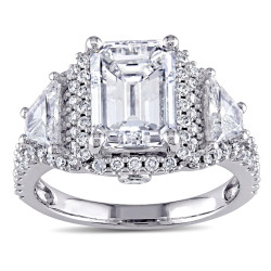 Signature Collection White Gold 3 3/4ct TDW Certified Emerald Diamond Ring - Handcrafted By Name My Rings™