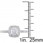 Signature Collection White Gold 3/4ct TDW Cushion and Round Cut Diamond Halo Engagement Ring - Handcrafted By Name My Rings™