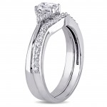 Signature Collection White Gold 3/4ct TDW Emerald-cut Diamond Bridal Set - Handcrafted By Name My Rings™