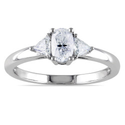 Signature Collection White Gold 3/4ct TDW Fancy Cut Oval Diamond Ring - Handcrafted By Name My Rings™