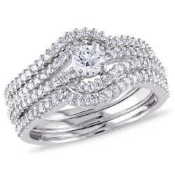Signature Collection White Gold 3/4ct TDW Four Row Swirl Diamond Ring - Handcrafted By Name My Rings™