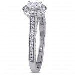 Signature Collection White Gold 3/4ct TDW Oval and Round-Cut Diamond Halo Engagement Ring - Handcrafted By Name My Rings™