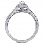 Signature Collection White Gold 3/4ct TDW Oval and Round-Cut Diamond Halo Engagement Ring - Handcrafted By Name My Rings™