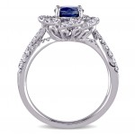 Signature Collection White Gold 3/8ct TDW Diamond and Sapphire Engagement Ring - Handcrafted By Name My Rings™