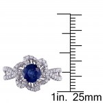 Signature Collection White Gold 3/8ct TDW Diamond and Sapphire Engagement Ring - Handcrafted By Name My Rings™