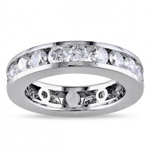 Signature Collection White Gold 3ct TDW Round-cut Diamond Eternity Ring - Handcrafted By Name My Rings™