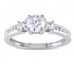 Signature Collection White Gold 4/5ct TDW 3-stone Diamond Engagement Ring - Handcrafted By Name My Rings™