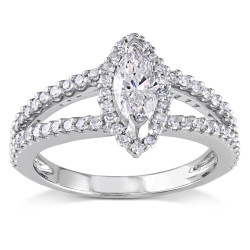 Signature Collection White Gold 4/5ct TDW Marquise Diamond Ring - Handcrafted By Name My Rings™