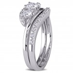 Signature Collection White Gold 5/8ct TDW Diamond 3-Stone Bridal Set - Handcrafted By Name My Rings™