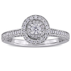 Signature Collection White Gold 5/8ct TDW Diamond Double Halo Engagement Ring - Handcrafted By Name My Rings™