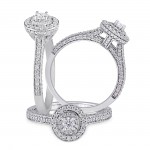 Signature Collection White Gold 5/8ct TDW Diamond Double Halo Engagement Ring - Handcrafted By Name My Rings™