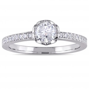 Signature Collection White Gold 5/8ct TDW Diamond Floral Engagement Ring - Handcrafted By Name My Rings™