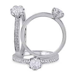 Signature Collection White Gold 5/8ct TDW Diamond Floral Engagement Ring - Handcrafted By Name My Rings™