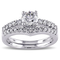 Signature Collection White Gold 7/8ct TDW Diamond Bridal Ring Set - Handcrafted By Name My Rings™
