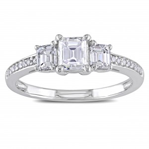 Signature Collection White Gold 7/8ct TDW Emerald-cut Diamond Ring - Handcrafted By Name My Rings™