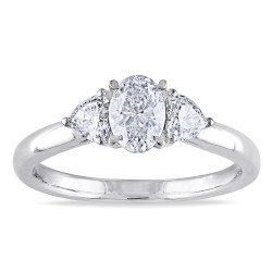 Signature Collection White Gold 7/8ct TDW Oval Center Diamond Ring - Handcrafted By Name My Rings™