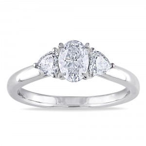 Signature Collection White Gold 7/8ct TDW Oval Center Diamond Ring - Handcrafted By Name My Rings™