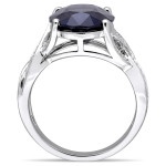 Signature Collection White Gold Black Spinel and 1/3ct TW Diamond Infinity Solitaire Engagement Ring - Handcrafted By Name My Rings™