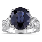 Signature Collection White Gold Black Spinel and 1/3ct TW Diamond Infinity Solitaire Engagement Ring - Handcrafted By Name My Rings™